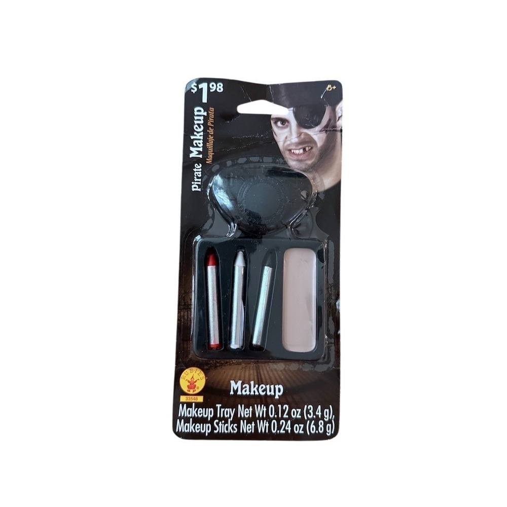 Rubie's Pirate Makeup Kit Eye Patch Grease Makeup Sticks Tray One Size Halloween